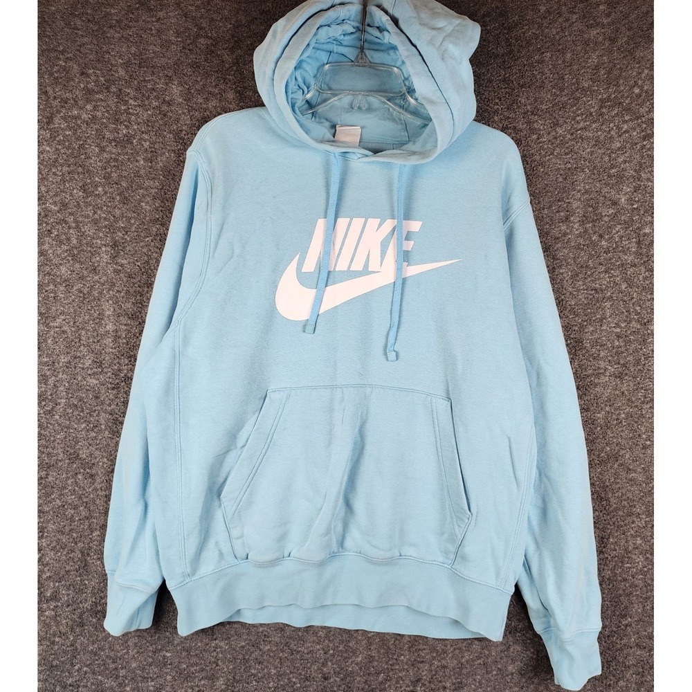 Nike Hoodie Womens M Sportswear Futura Logo Light Blue Pullover Good